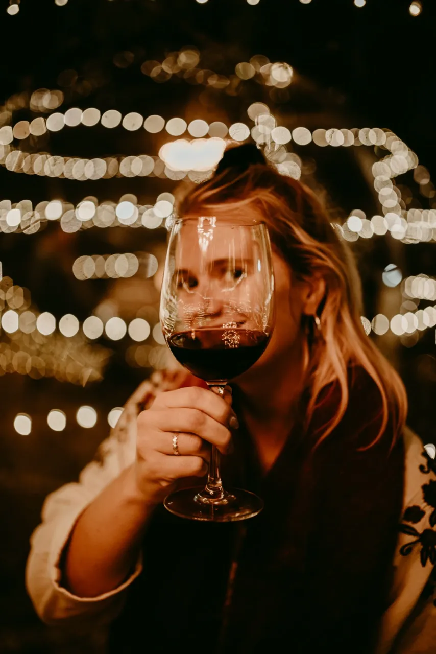 Woman with a glass of wine