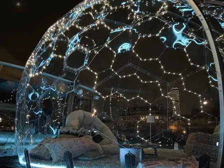 Dome's fairy lights at night