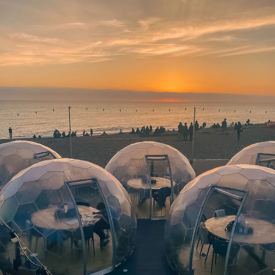 Five domes with condensation inside