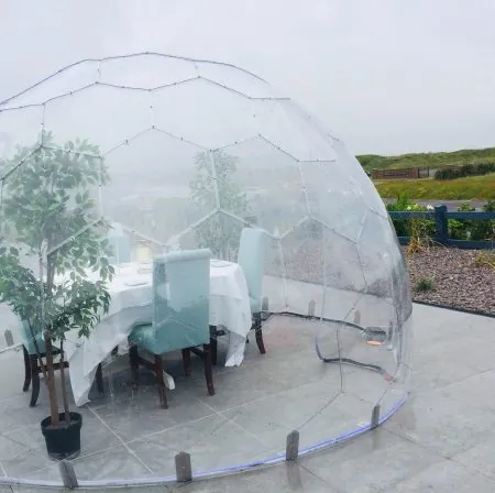 Rainproof dining geodesic dome