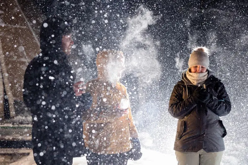 People having fun in the snow