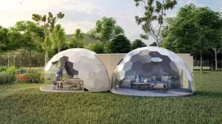 Family glamping in multi-dome apartment