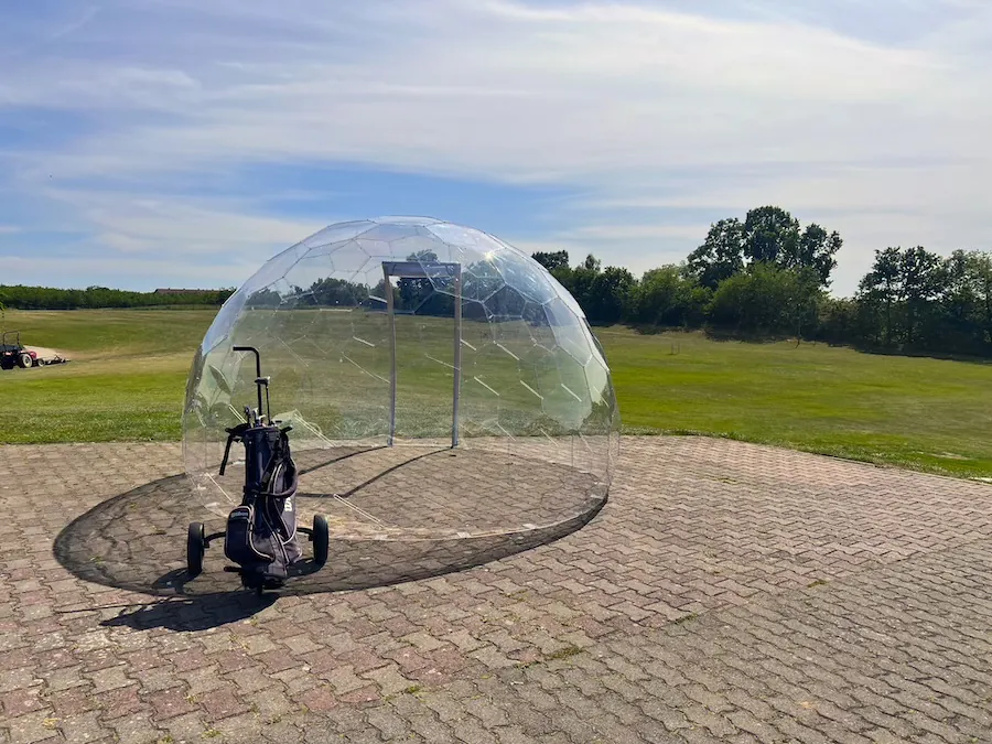 Clear outdoor dome on a grass