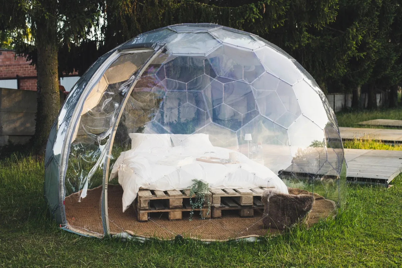 Transparent glamping pod