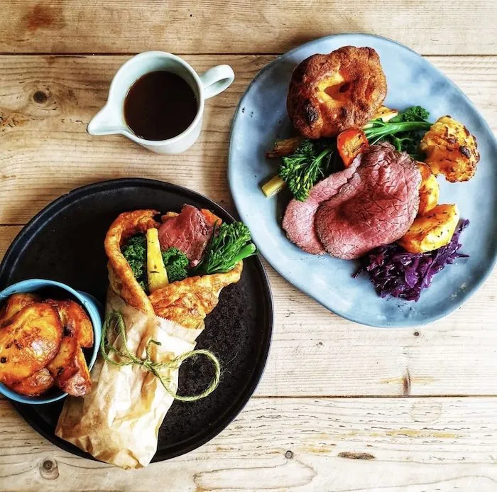 Deliciously-looking food in Ye Olde Bridge Inn igloo restaurant