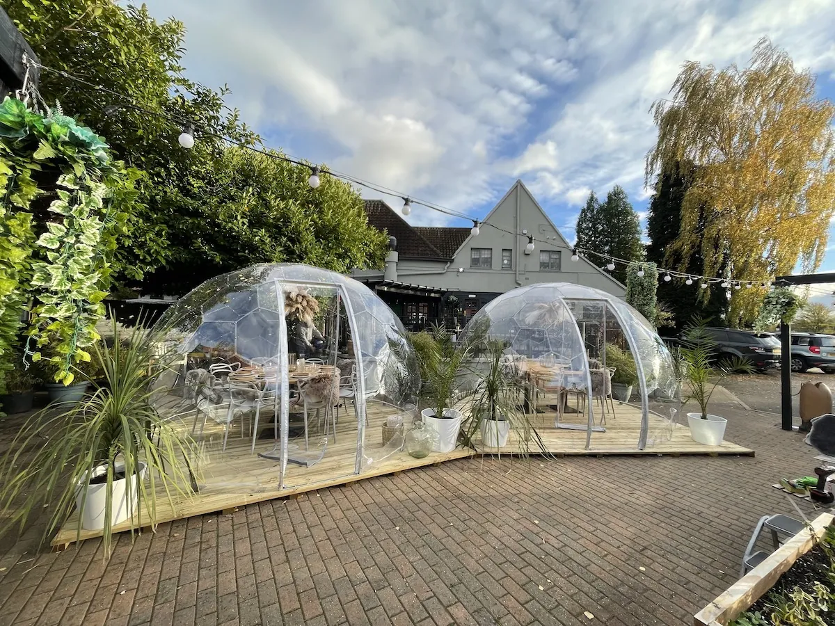 Dining igloos in Ye Olde Bridge Inn pub