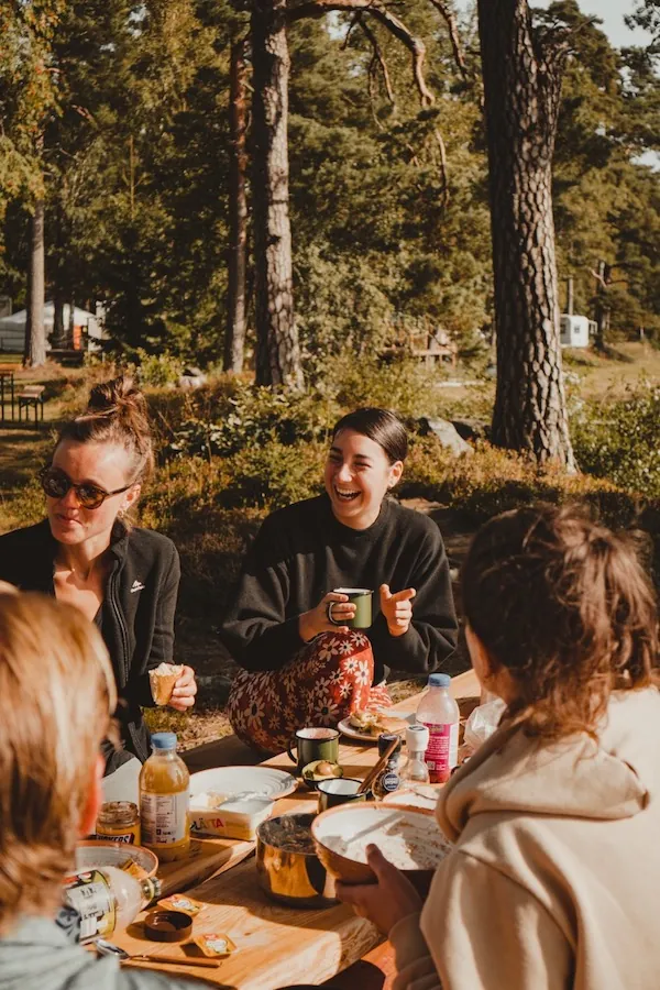 People gather for a meal