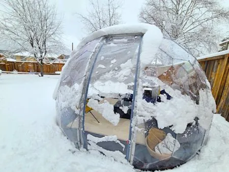 Winter outdoor igloo covered in snow