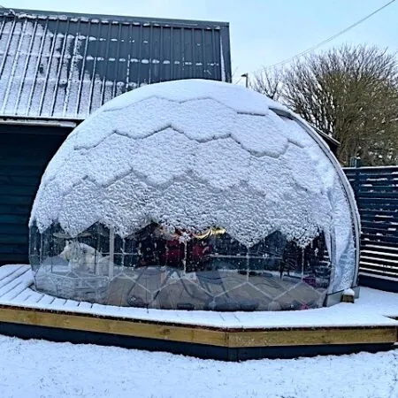 Cosy garden dome in winter