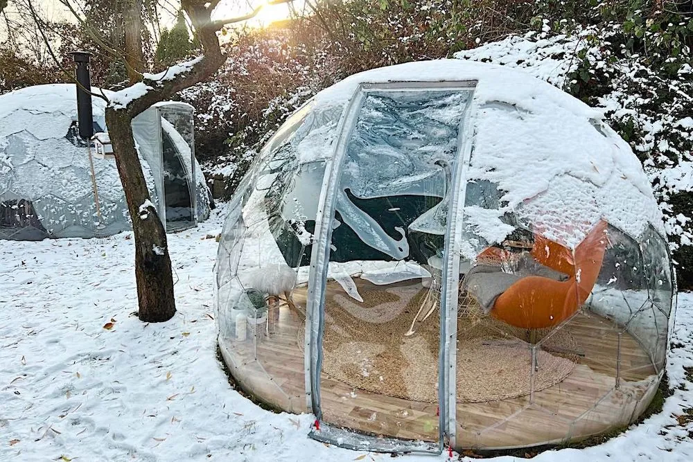 Garden dome prepared for winter