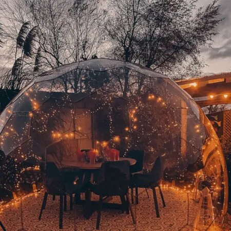 A private dining experience inside a dining dome