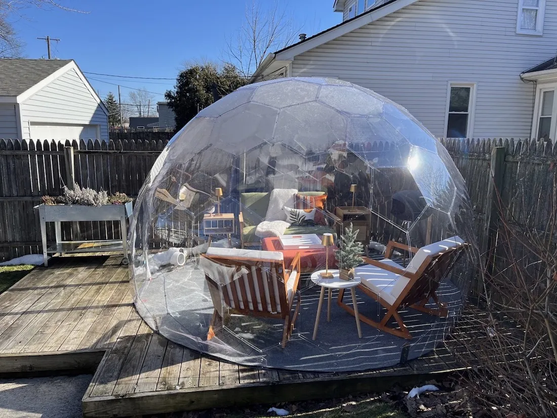 Transparent dome in the backyard of a house in Michigan