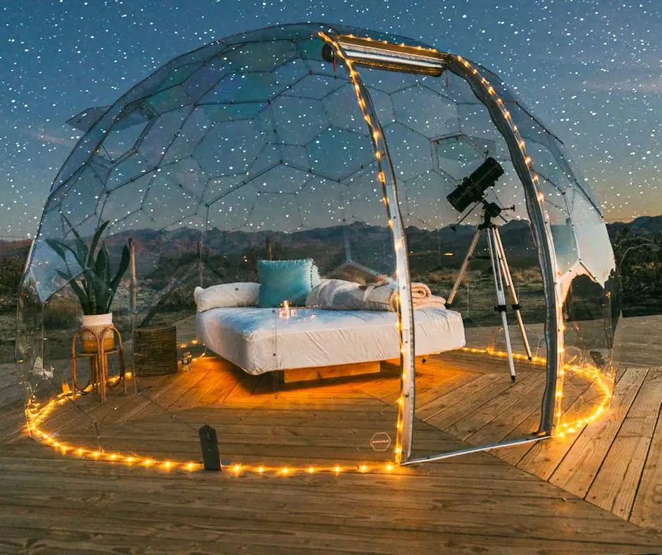 Stargazing in a dome with a telescope