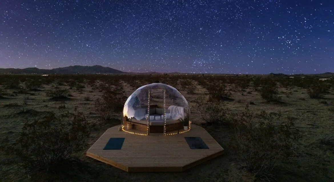 A beautifully illuminated dome ready for a stargazing experience