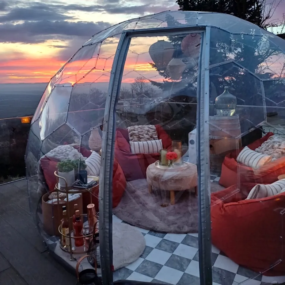 Hypedome on a terrace at sunset