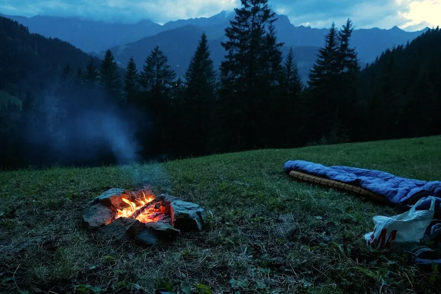 Outside sleeping on the ground