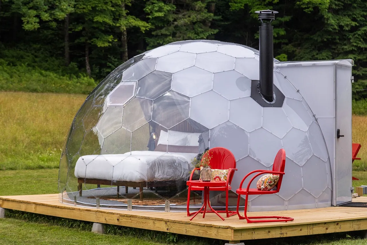 Translucent outdoor dome with solid door