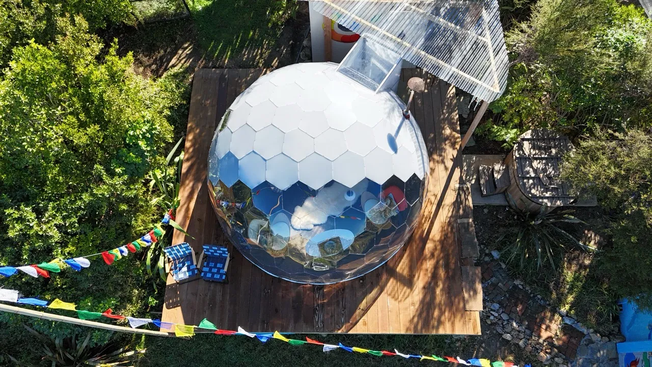 Samadhi Hypedome Airbnb dome seen from above