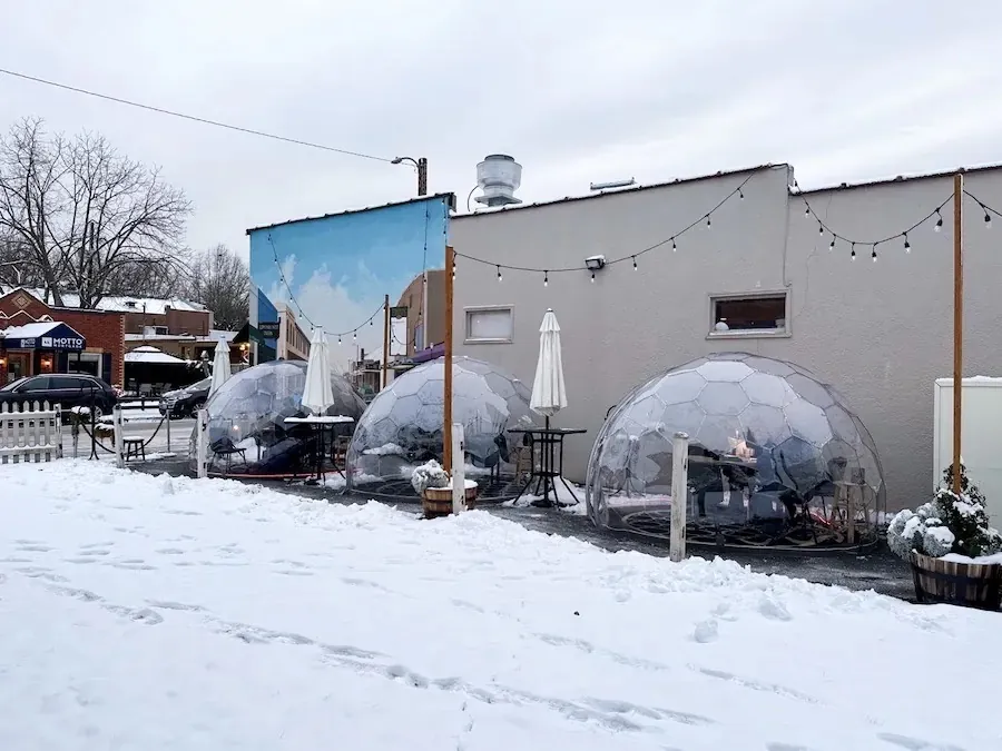 Three Hypedome Mini dining igloos by the SanKai sushi restaurant