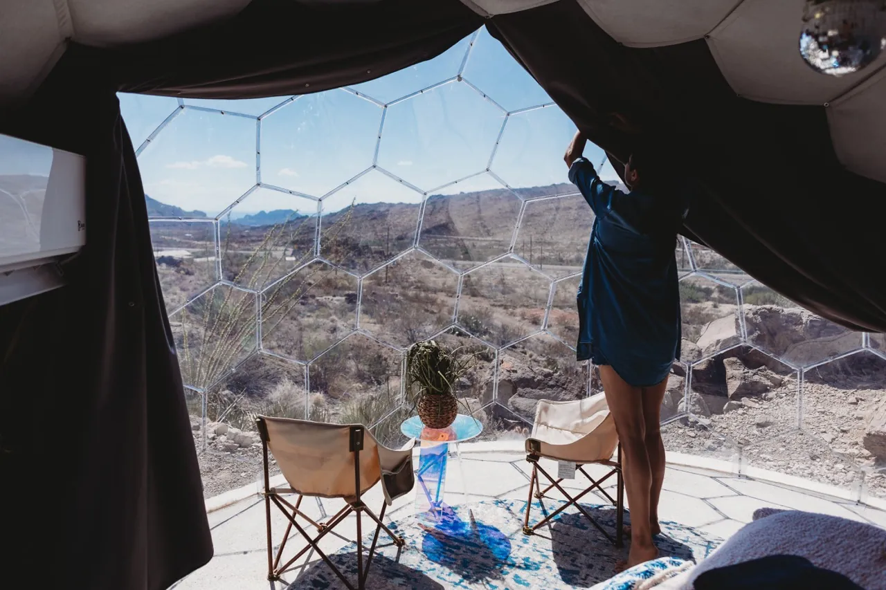 A beautiful view from a glamping dome at Space Cowboys