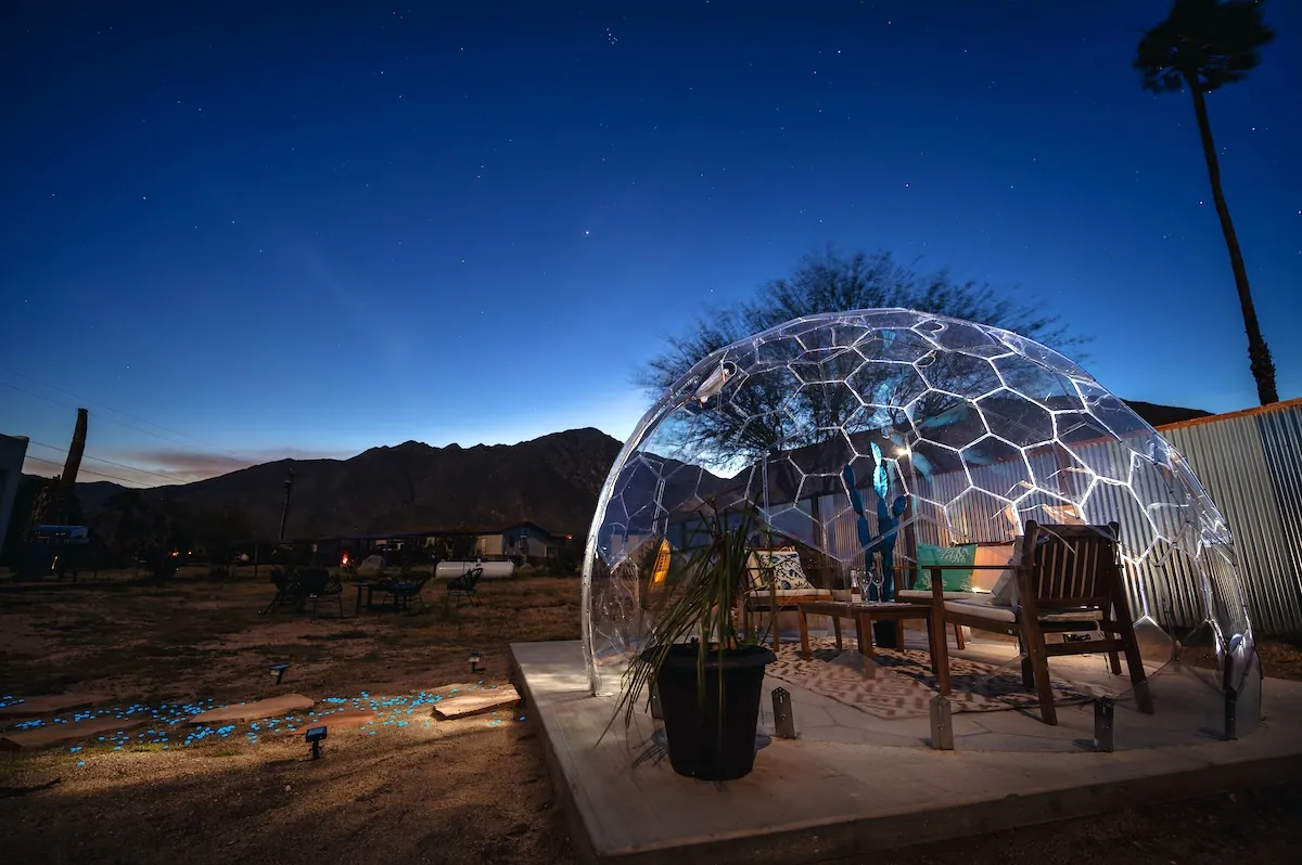 A stargazing dome added to an Airbnb property in Joshua Tree