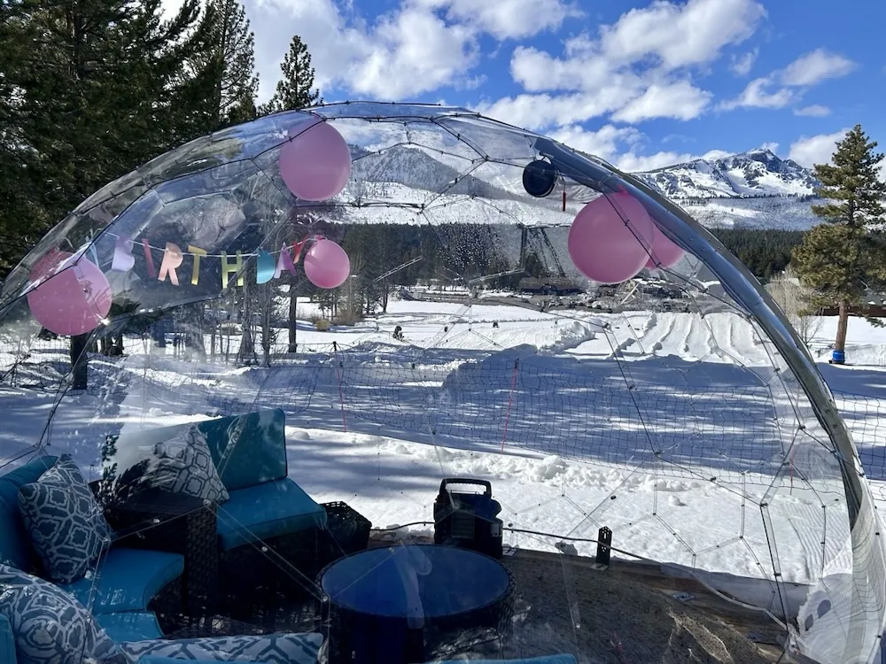 An outdoor dome used in an apres-ski business