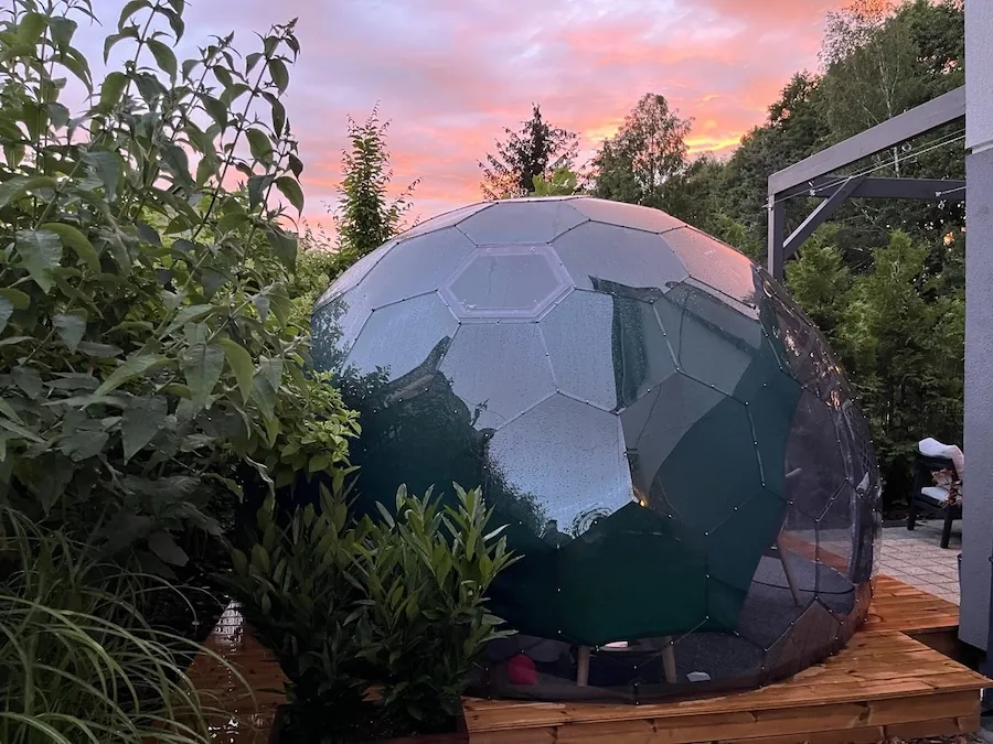 a beautiful hexa dome in the garden