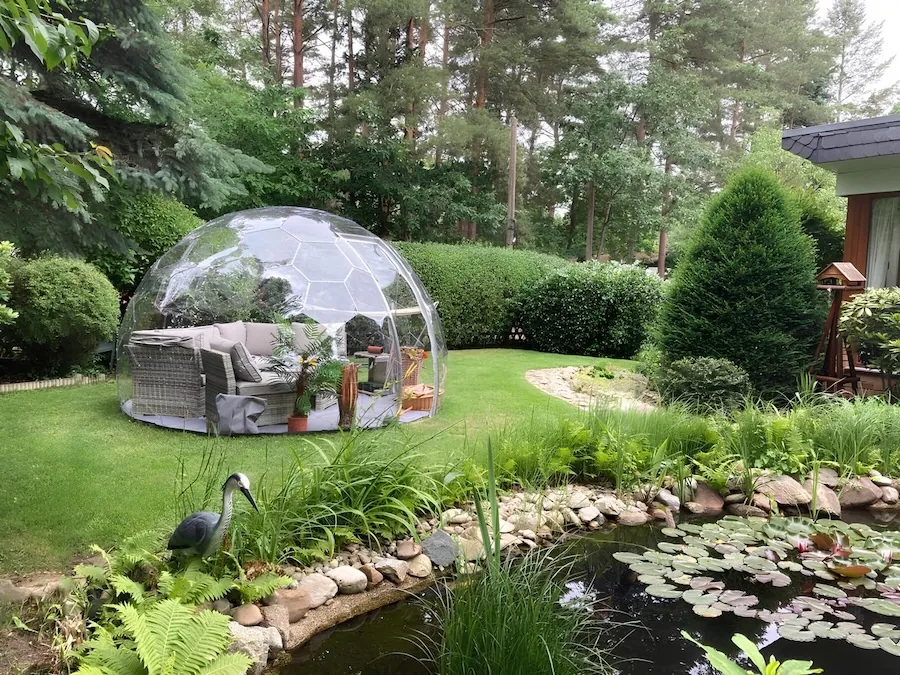 hexagon geodesic dome in the backyard