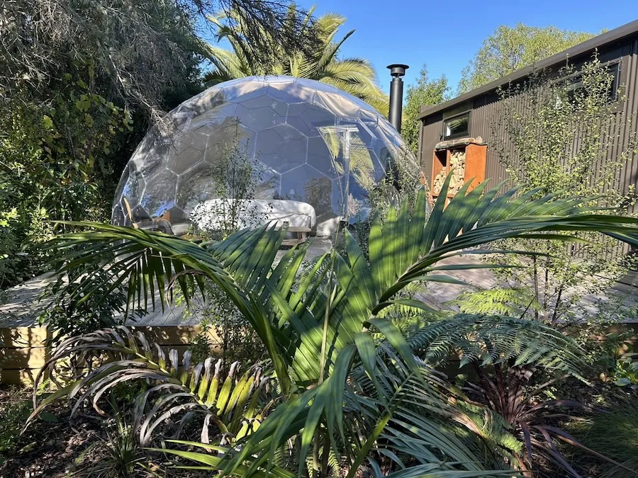 A garden dome in the backyard of the modular house