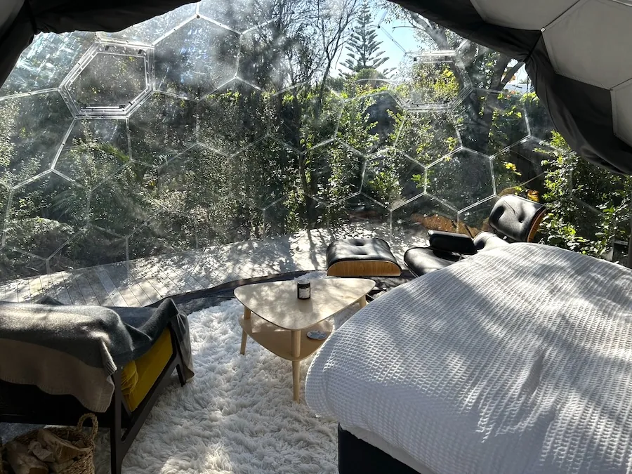 The view from the Hypedome outdoor bedroom dome outwards