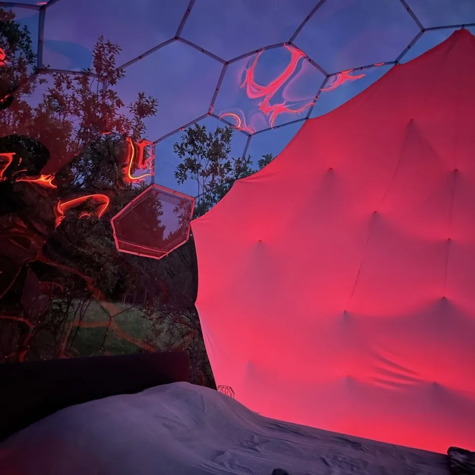 Illuminated glamping dome's shell