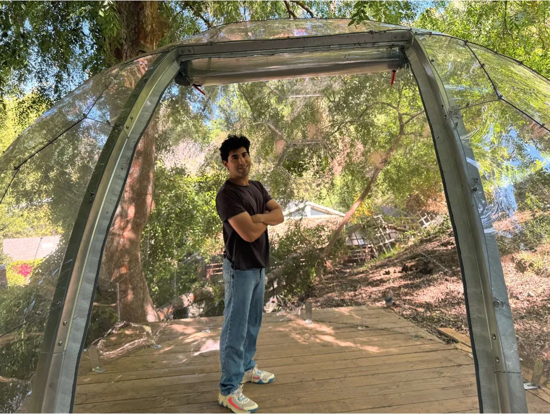 Tal Drori after finishing building Hypedome in his backyard in LA