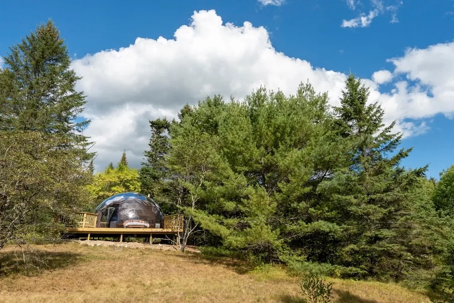 A glamping dome at Nature Nooks in Sullivan, Maine