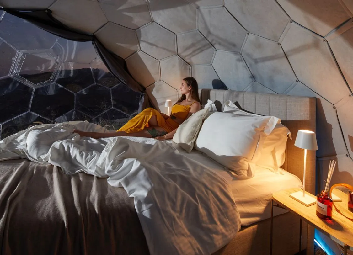 couple's retreat in a glamping dome